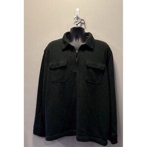 Lands End Shacket Mens 2XL Green Corduroy ‎ Lined Collar Long Sleeve Quarter Zip
